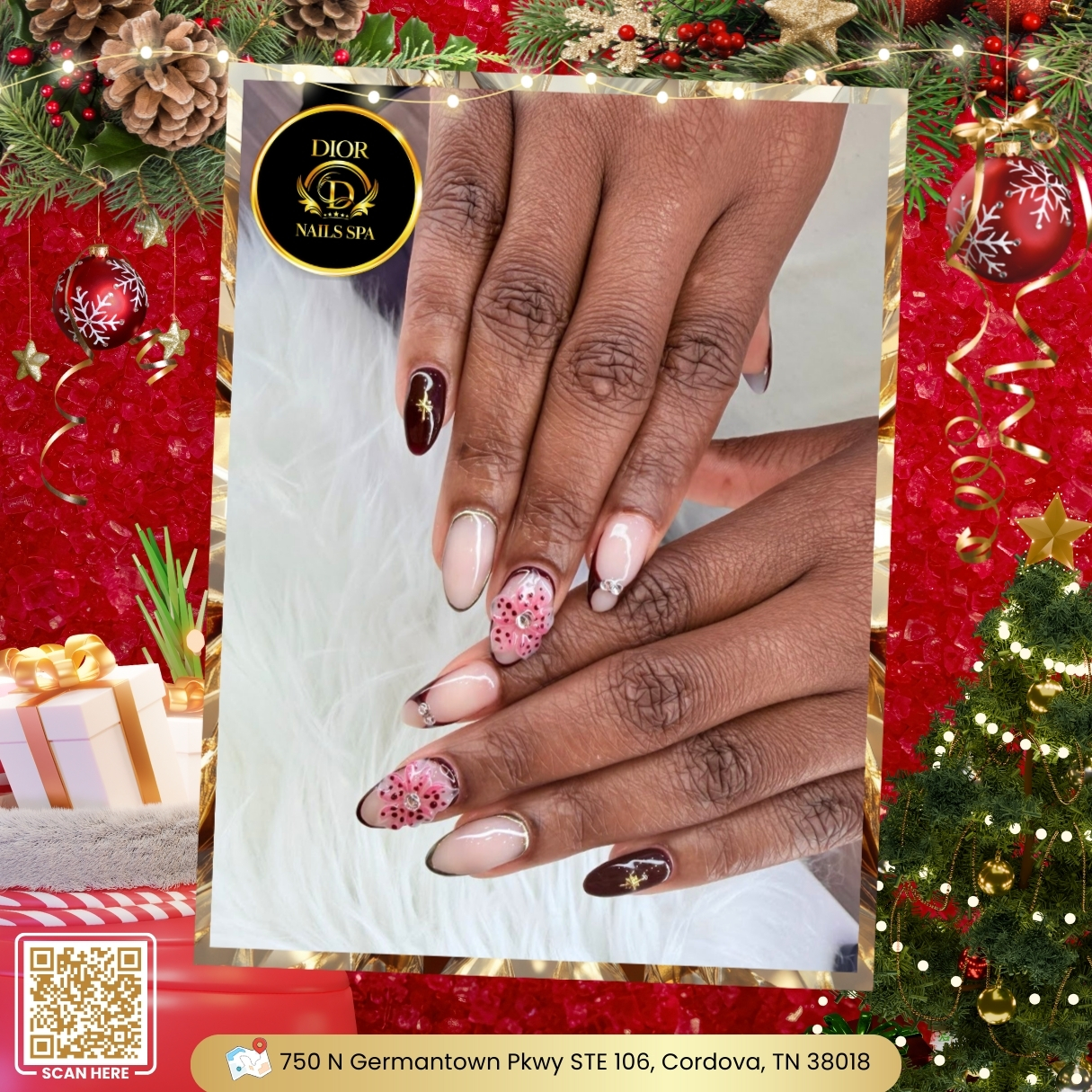 Dior Nails Spa | X-mas nail design 